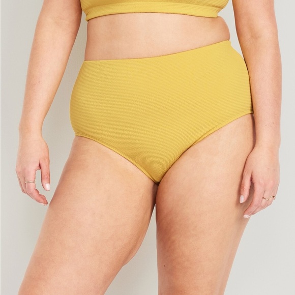 Old Navy High-Waisted French-Cut Puckered Bikini Gold Earth Swim 3X New - Picture 4 of 11